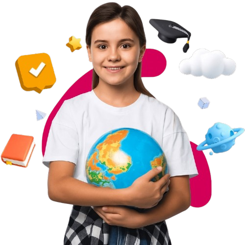 طالبة مع عناصر تعليمية